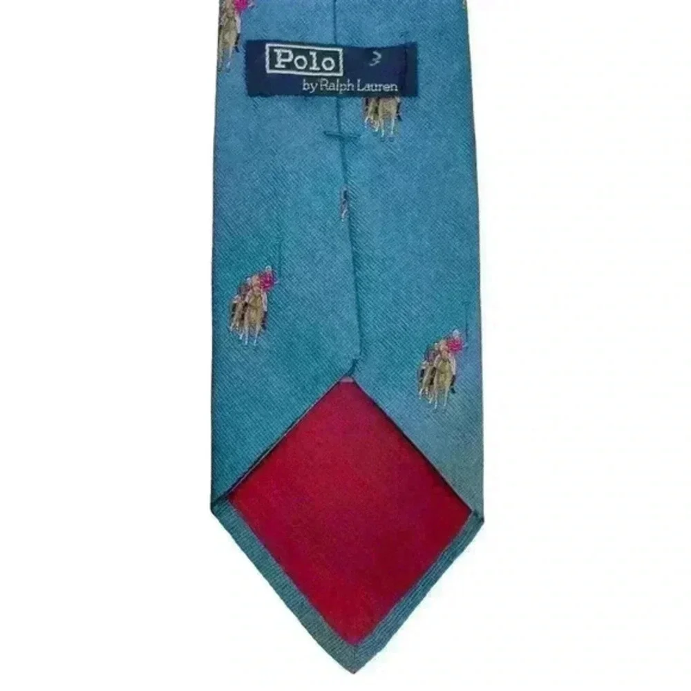 POLO by RALPH LAUREN Vintage 100% Silk Men’s Neck Tie, Blue, Signature Pony Logo